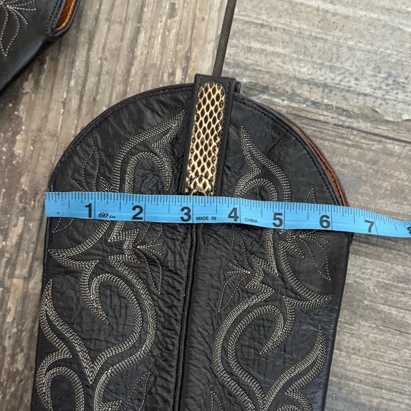 J. Chisholm Snakeskin Cowboy Boots, snake skin and  Brown Leather Shaft size 7 - Picture 10 of 13